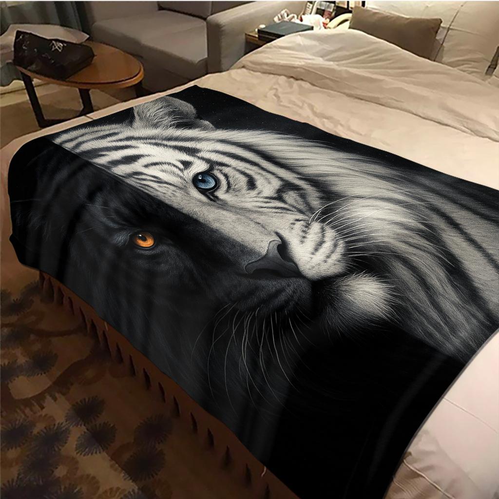 1 ks Flanelová deka s kresleným potiskem, Vysoce kvalitní, Pohodlná pro všechna roční období, Domácí dekorace, Teplo a pohodlí, Perfektní jako vánoční dárek k narozeninám