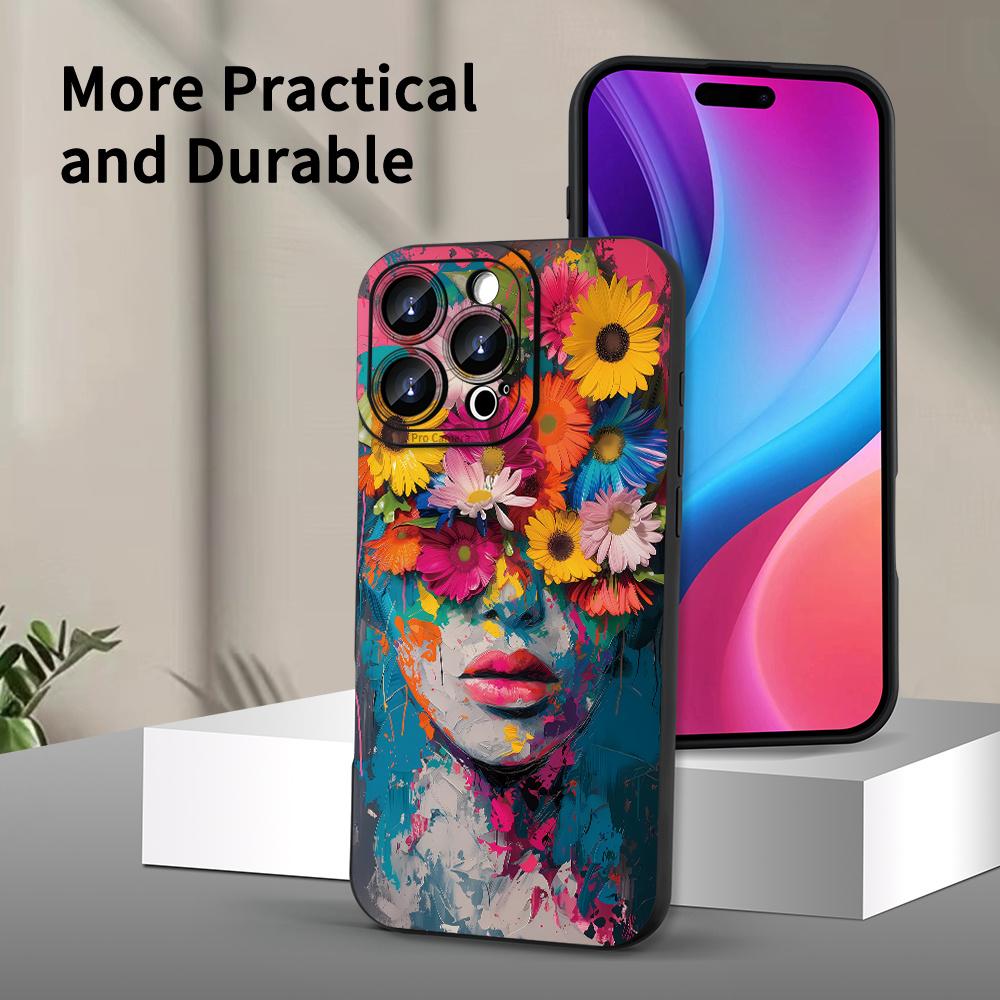 Hot-selling Creative Flower and Girl Pattern Mobile Phone Case Suitable for iPhone