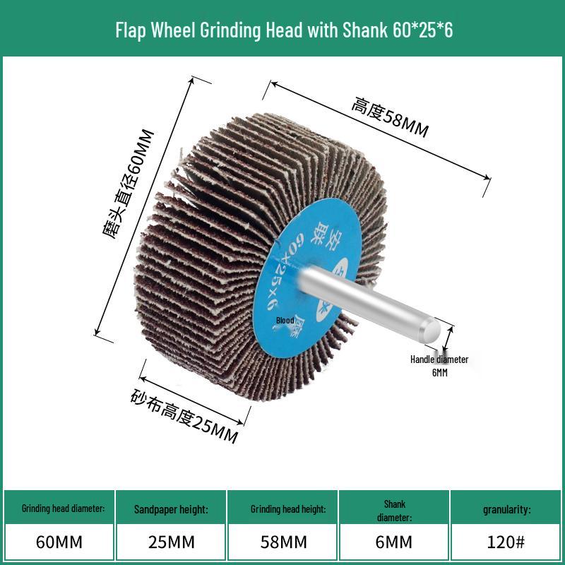Cone Type Sandpaper Flap Wheel with Extended Shank for Metal and Woodworking