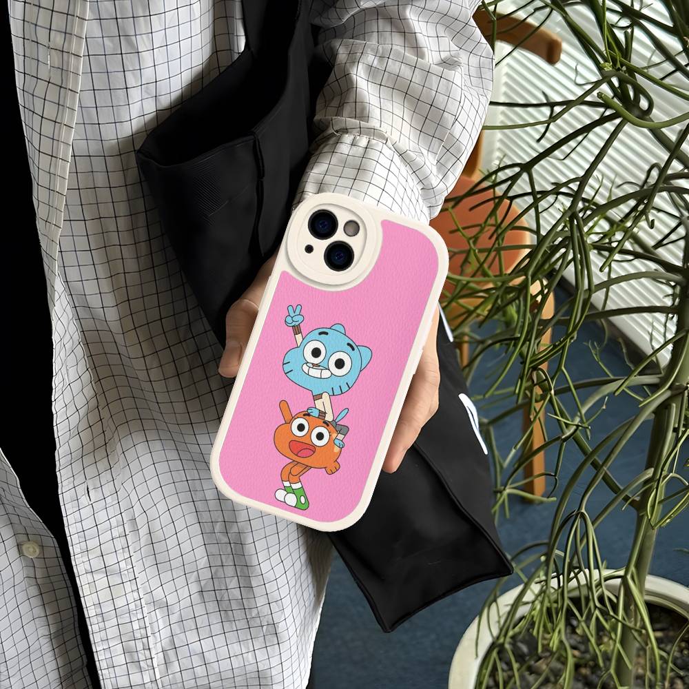 The A-Amazing World Gumball Anime Phone Cover For IPhone 11 12 13 14 15 16 Pro Max Mini Plus Soft Leather Case