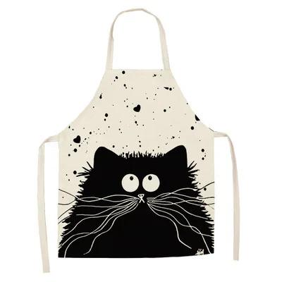 1Pcs Apron Cotton Linen Cooking Cute Cat Printed Home Sleeveless Aprons Men Women Baking Accessories Household Kitchen Supplies