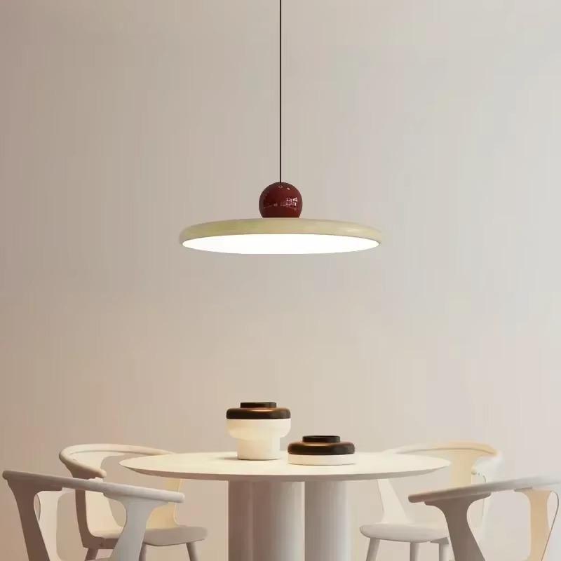 LED Nordic Pendant Light Macaroon Cream Color Wind Flying Saucer Lamp Bedroom Study Living Room Cafe Indoor Restauran Decoration