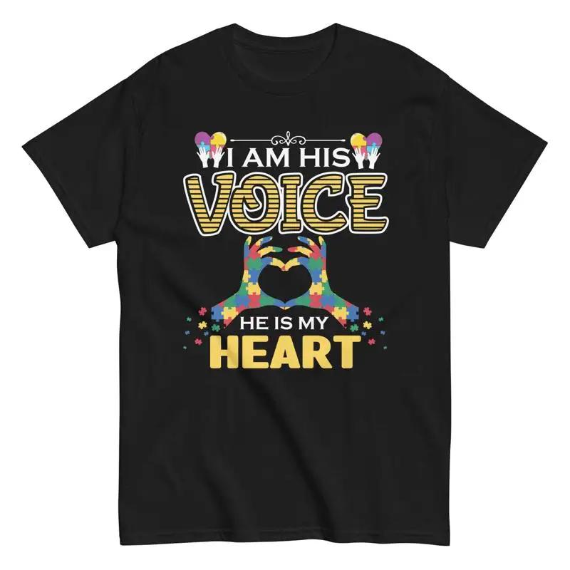 

Autism Awareness T Shirt I Am His Voice He Is My Heart Autistic Support tee 5XL різнокольоровий