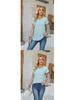 Spring & Summer Women's Loose Round Neck Eyelet Lace T-shirt