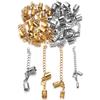 5sets Stainless Steel Leather Cord Clips End Caps With Lobster Clasp Extension Chain Connectors For DIY Jewelry Making Findings