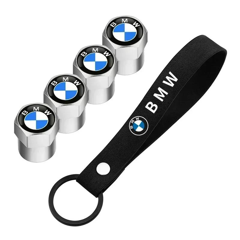 -Auto Wheel Tire Valve Stem Caps Cover Auto Suede Key Strap Key Ring Metal For BMW M M5 M6 X3 X5 X6 X4 E30 E39 E46 E60