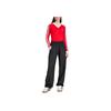 Adidas Originals Classic V-Neck Sports Ribbed Long Sleeve Shirt Women Tops Red IY7248
