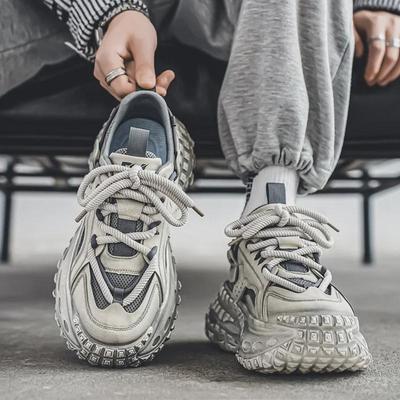 Putian Men's Trendy Summer Breathable Height-Enhancing Dad Shoes with Tire Sole