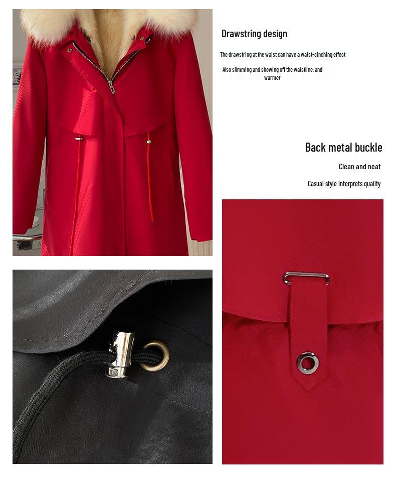 Abrigo Largo de Cuero para Mujer 2023 Invierno con Forro Polar, Forro Desmontable y Piel.