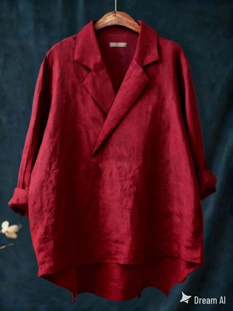 2025 Trendy European & American Women's Solid Suit Collar Shirt for Spring & Summer
