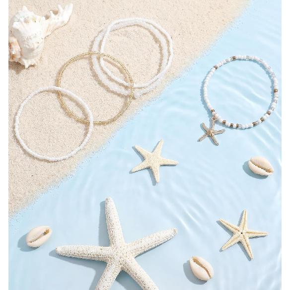 7PCS Shell Bracelets, Stackable Beachy Bracelets for Women