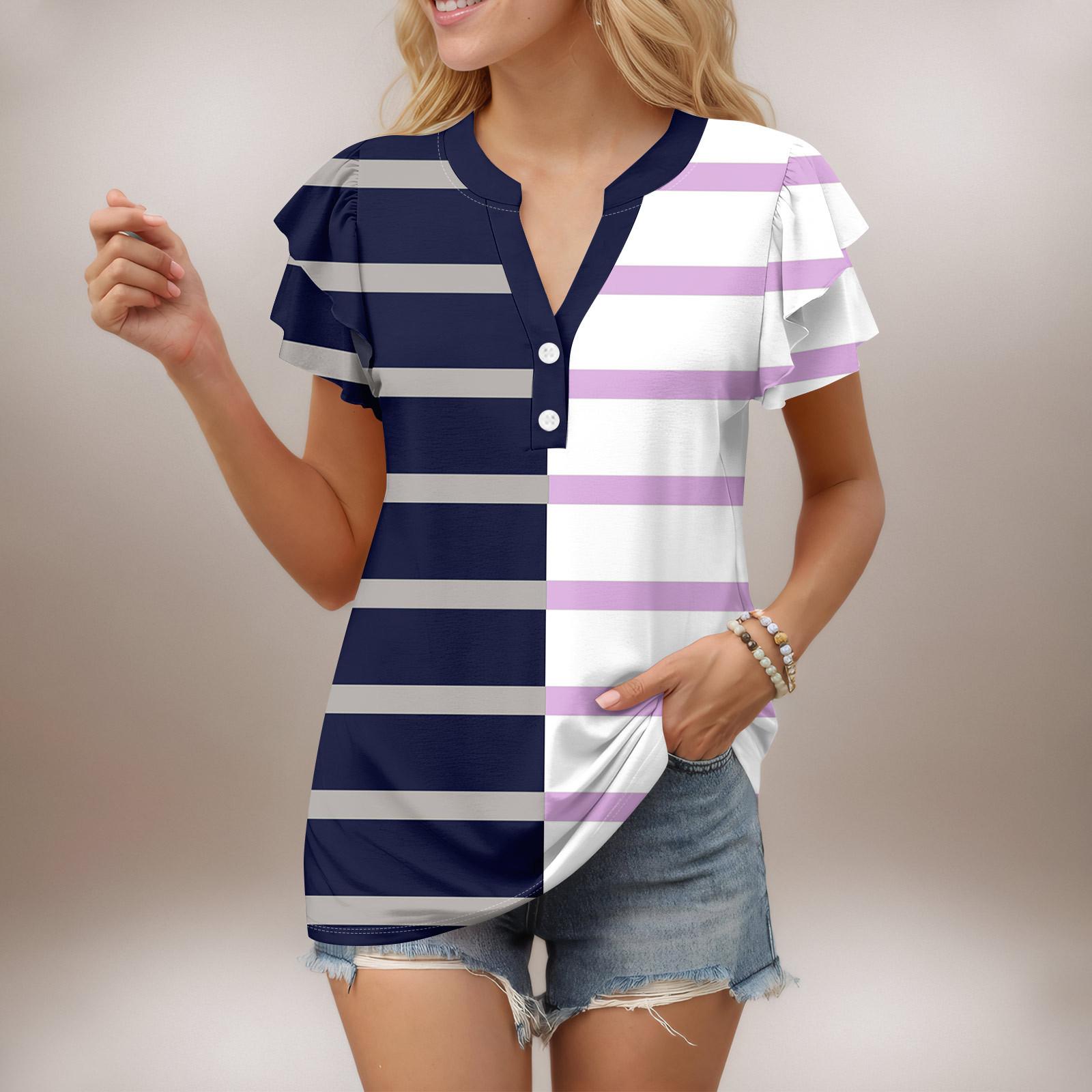 

Женский повседневный топ с короткими рукавами и V-образным вырезом, с оборками и градиентом XL белый