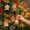 Vintage Candy Cottage Ornaments 24/36Pcs Gingerbread House Christmas Ornaments, Wooden Xmas Tree Decor with Rope, DIY Party Supplies Hanging