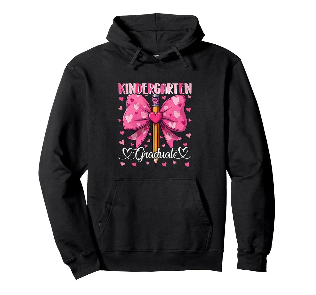 Kindergarten Graduation Pink Bowl and Pencils Cute Girls Kids Hoodie
