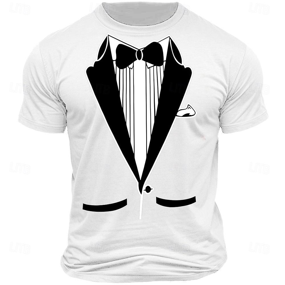 Men s Funny Tuxedo Graphic Short Sleeve T-Shirt in Black S