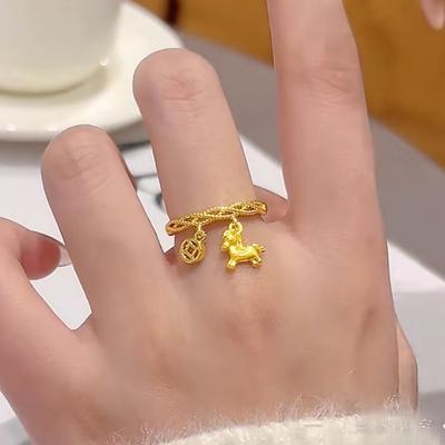 1/2Pcs Finger Ring Horse Head Money Design Women Ring 2026 Year of Horse Opening Adjustable Ring Jewelry Accessories
