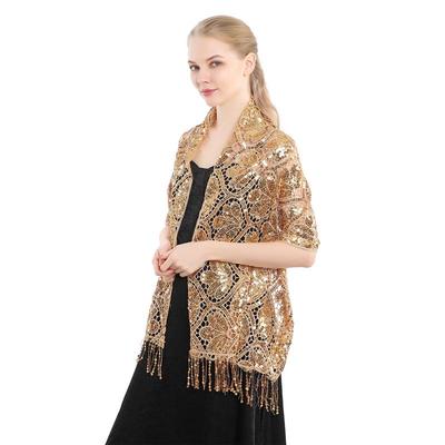 Elegant European & American Sequin Tassel Evening Shawl for Parties, Brides, and Bridesmaids