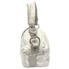 Coach Parker Op Art Lame Shoulder Bag Leather Silverx Gray Women 13507 Used