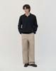 WORK ON BODY OFF Verno Semi-Overfit Collared Knit [Black]