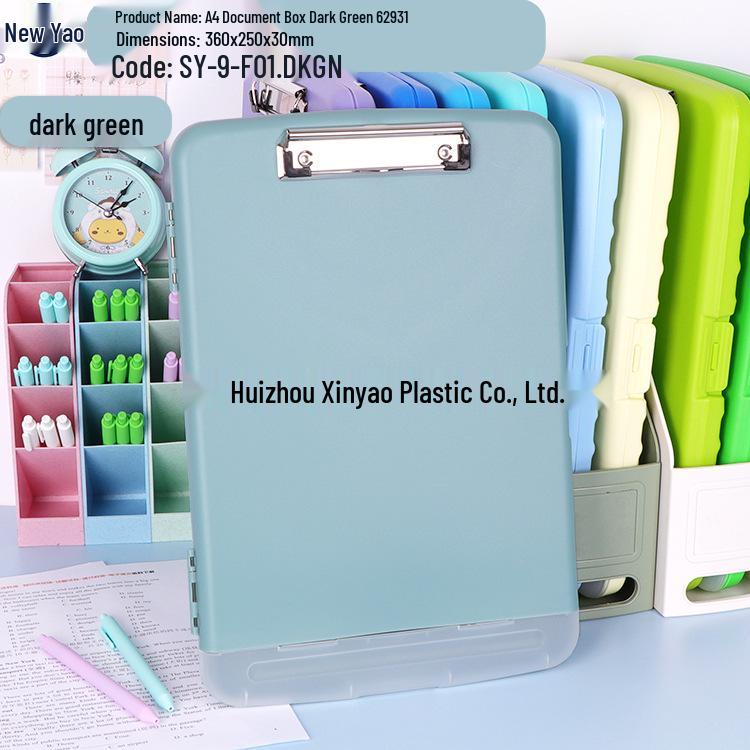 Large Capacity A4 File Box with Pen Slot & Clipboard for A5 Paper Storage