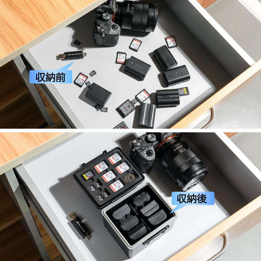 JJC Camera Case for Memory Micro Type and Type B Compatible with Canon Nikon Sony Fujifilm and Includes Battery Storage High-Capacity Cards, SD, SDHC,