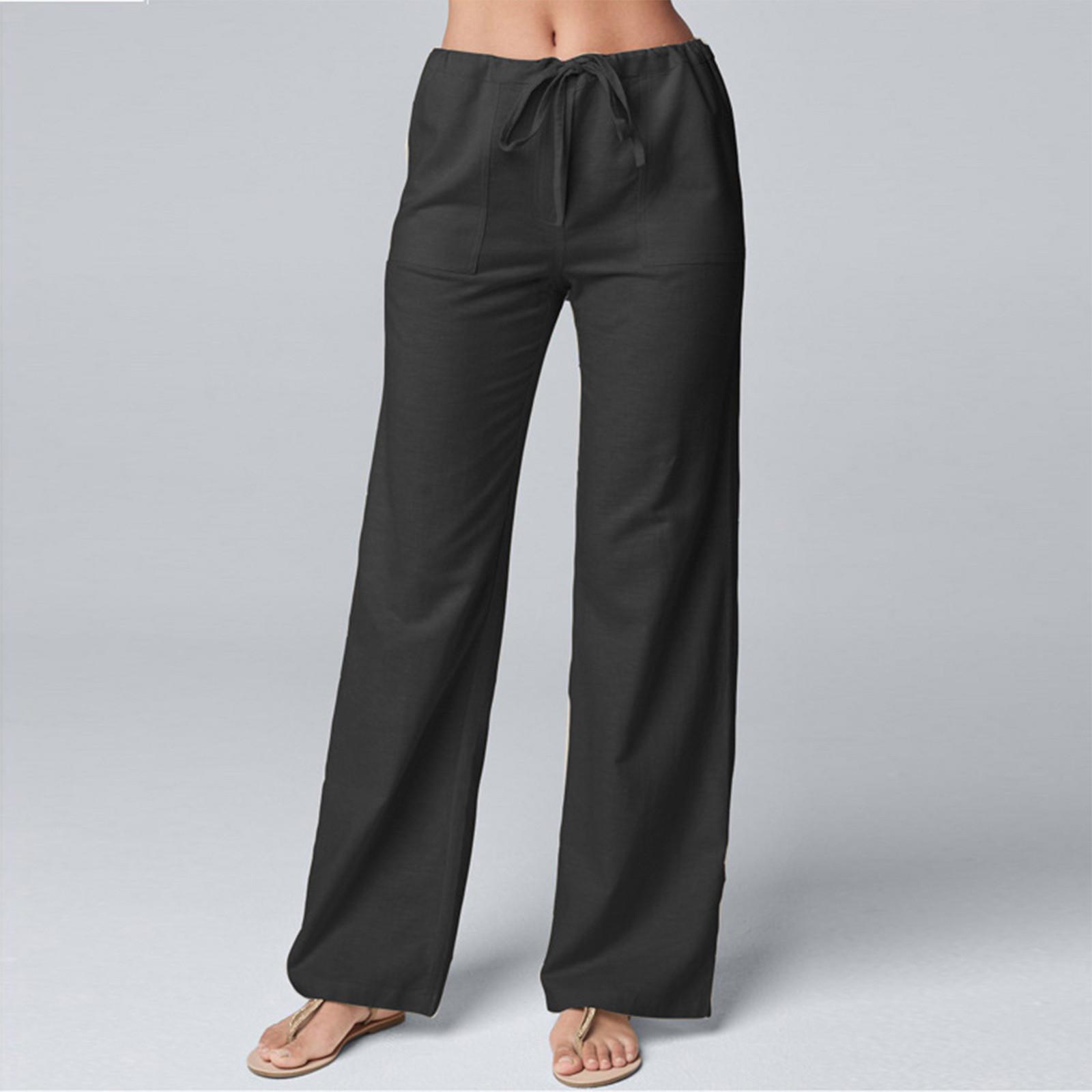 

Модные женские повседневные брюки с высокой талией и эластичной резинкой на талии L чёрный