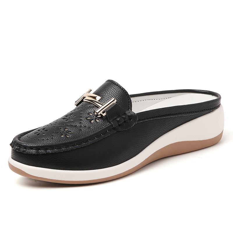 Women Buckle Platform Mule Sandals Casual Half Slippers Soft Walking Mom Shoes Lightweight Daily Summer Wear 35-42 Comfy 35