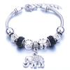 Pulseira em Forma de Coração Liga Design de Elefante Furo Grande Contas de Vidro Transparentes Joia Presente para Mulheres