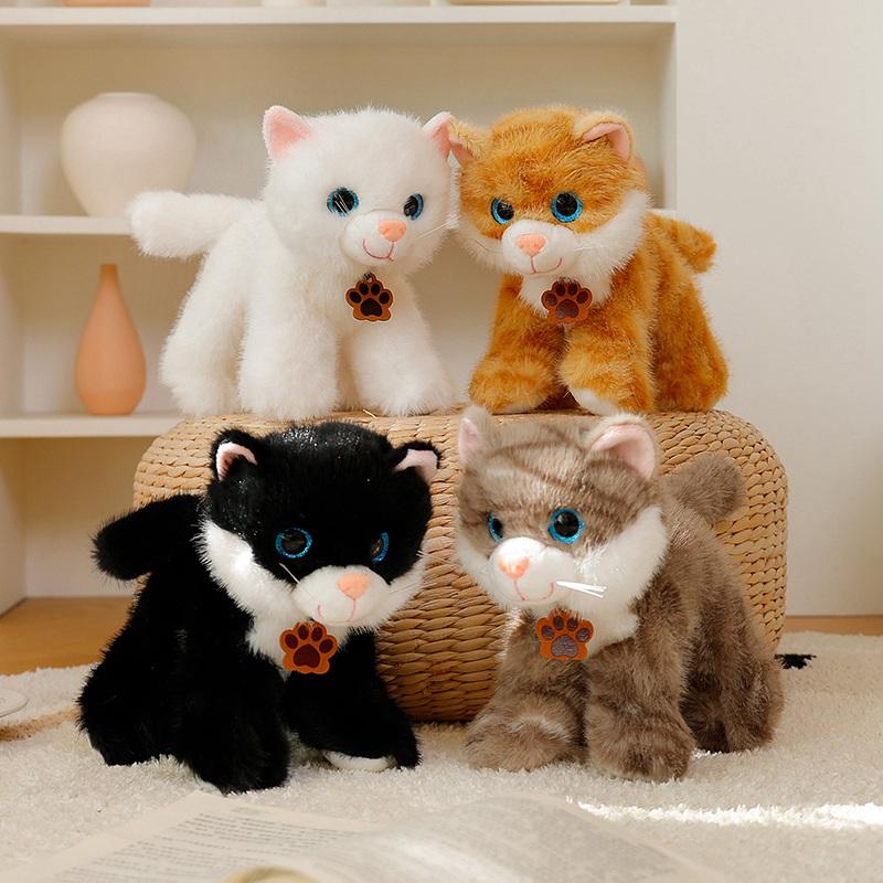 Favorite Toy Yellow 20Cm Imitation Big Eyes Cat Plush Toys Kawaii Lifelike Small Cat Stuffed Dolls Lovely Giant Cat Cartoon Plush Toy