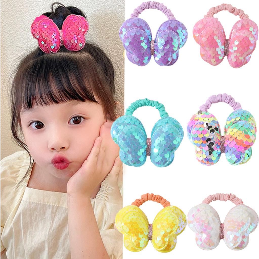 High-grade Sequined Bow Hair Rope Children's High Elastic Small Intestine Ring Does Not Hurt The Hair Rubber Band Ponytail Children's Hair Accessories