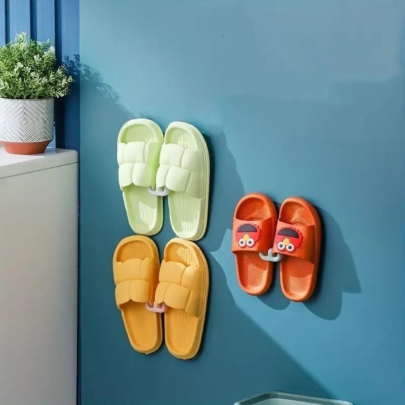 1/3 Pcs Slipper Rack Self-adhesive Bathroom Simple Slipper Hook Toilet Drainage Rack Wall Mounted Bedroom Storage Hook Shoe Drying Rack