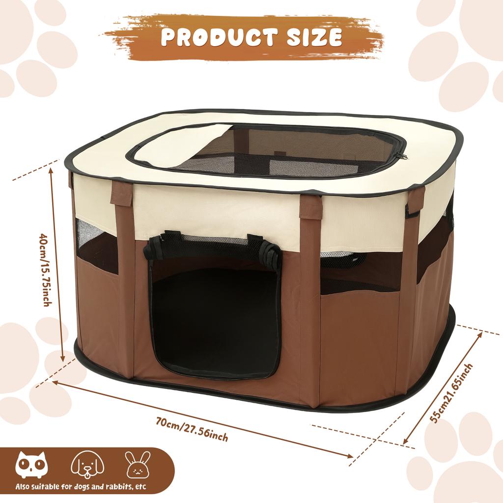 Katzenzubehör Faltbares Katzen-Hunde-Nest Laufstall mit Dach cket Rechteckiges Haustierzelt Laufstall Wasserdichte Käfig Tragbarer Haustierzaun