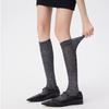 Calf Socks, Girls' School Style, Vertical Stripes, Spring and Autumn Thin Long Tube, Pile Mid-tube Socks, Versatile Leather Shoes