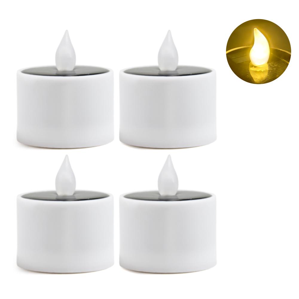 Solar Led Candles Simulation Flameless Outdoor Rechargeable Candles Waterproof Terrace Lamp for Garden Party Halloween Decor