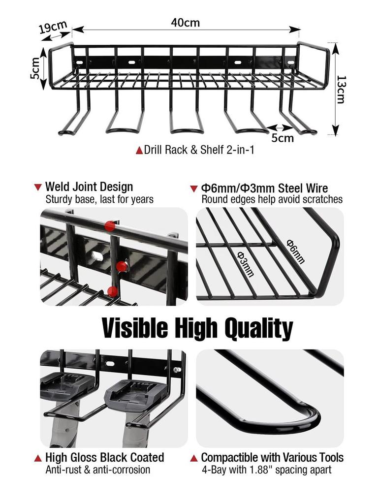 Wall-Mounted Electric Drill Charging Station and Tool Organizer