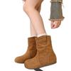 Sheepskin Version~ British Style Wrinkle Feeling Square Head Inner Height Increase Wide Tube Mid-tube Boots Women's 2025 New Knight Boots