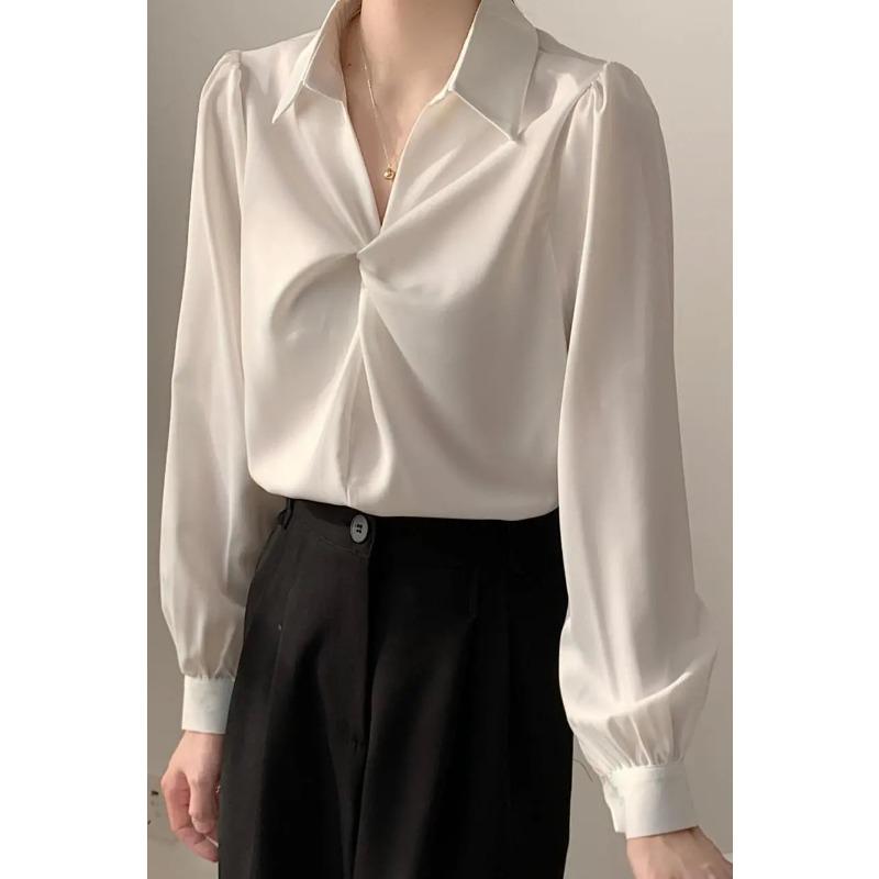 

Womens White Twist Front Long Sleeve Chiffon Button Down Shirt S белый
