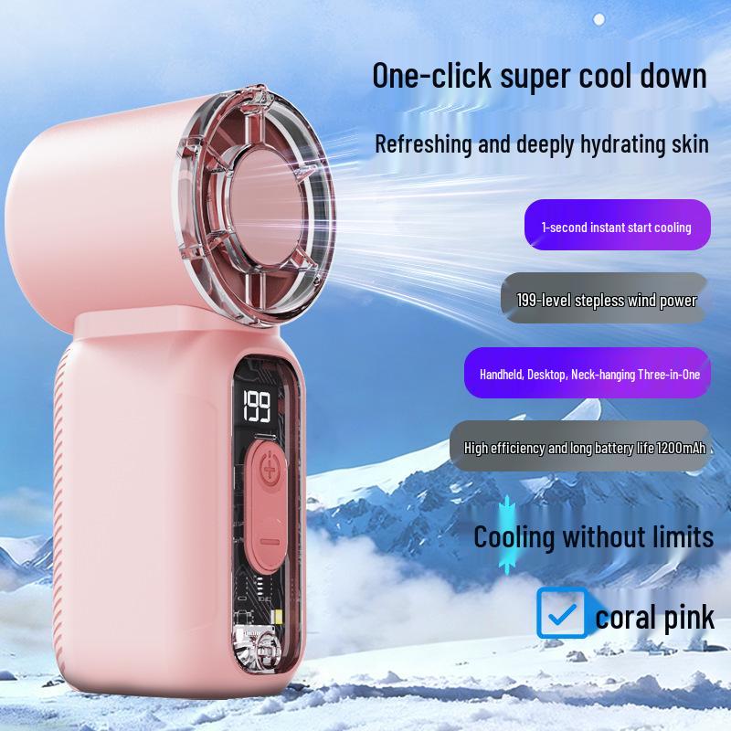 Southeast Asia Turbo Mini Neck-Hanging Fan with Display – X688 USB Pocket Fan 38*44*98 mm