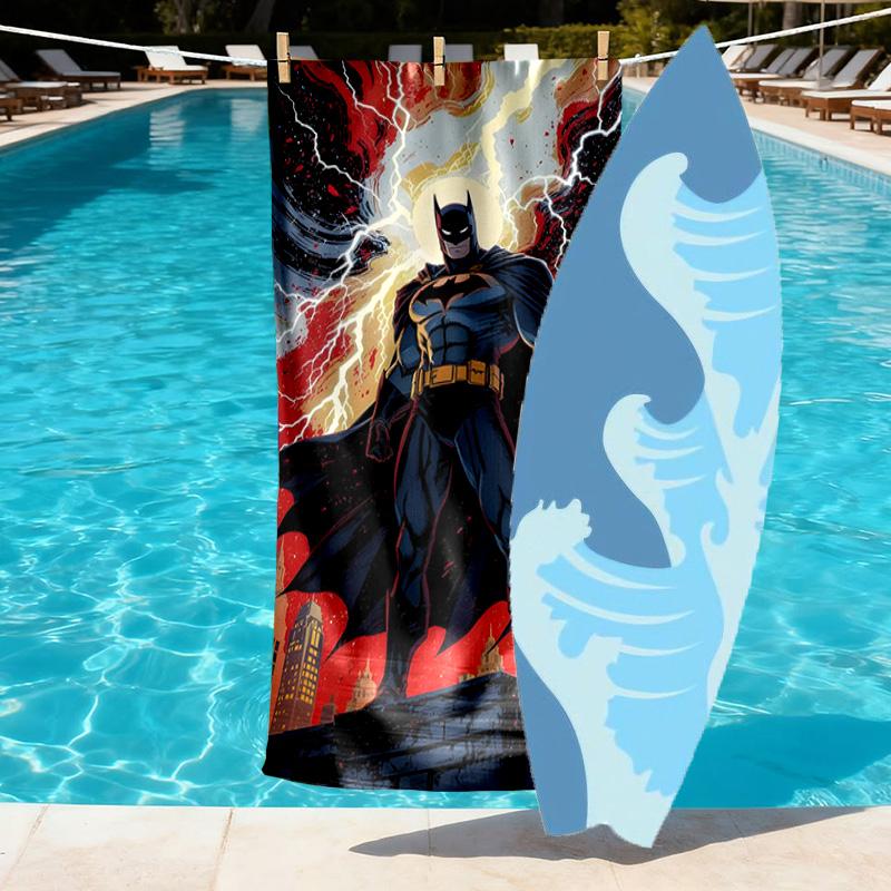 Superheroes Print Beach Towel Design, Soft, Lightweight. for Home Bathroom, Spa, Pool, Yoga, Surfing, Camping, Gift for Family, Friend
