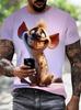Fun Animal Pattern 3D Printed T-shirt for Men, Loose Fitting Harajuku Round Neck Clothing, Summer Fashion Casual Short Sleeved Tops