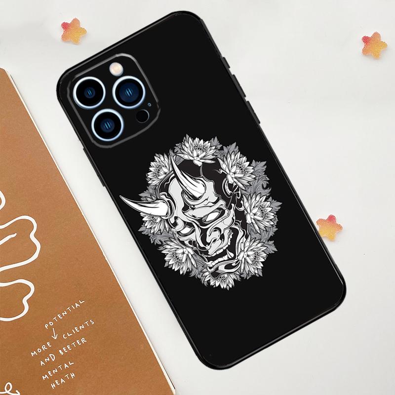 Japanese Oni Hannya Demon Mask Phone Case For iPhone 17 Pro Max 11 14 15 16 Pro Max 12 13 Mini 16 Plus 16e 17 Air Funda