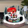Christmas Village Houses Campfire Scene with LED Lights and Moving Train Indoor Home Tabletop Decorations Holiday Displays USB
