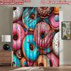 2D Flat Printing 2pcs Scene Curtains Donuts Colorful Sweet Frosting Digital Printed Polyester Drapes Festive Curtains Use for