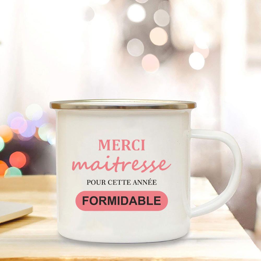 Thank You Mistress Enamelled Mug Gift Idea for Coffee Lover Original Teacher Gift Flowers Pattern The Perfect Teacher's Day Gift