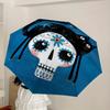 1PC Sugar Skull Cat Auto Folding Umbrella - Compact 8-Rib Design, Durable Plastic & Iron, Lightweight for Outdoor Daily Use097