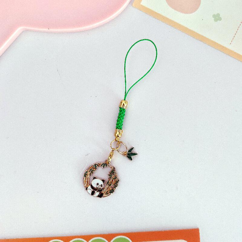 Cartoon Panda Bamboo Keychain Pendant - Cute School Bag Accessory and Creative Gift for Students