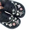 16PCS Shoe Charms Set Silver Butterfly Pink Diamond Heart-shaped Chain Shoe Decora Buckle for Sandals Clogs DIY Accessories Gift