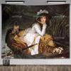 John William Waterhouse Artworks The Lady of Shalott Tapestry Wall Hanging Oil Paintings Home Decoration Aesthetic Tapestries