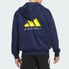 Adidas Basketball Unisex Loose Fit Hooded Zip Jacket Blue JZ9527