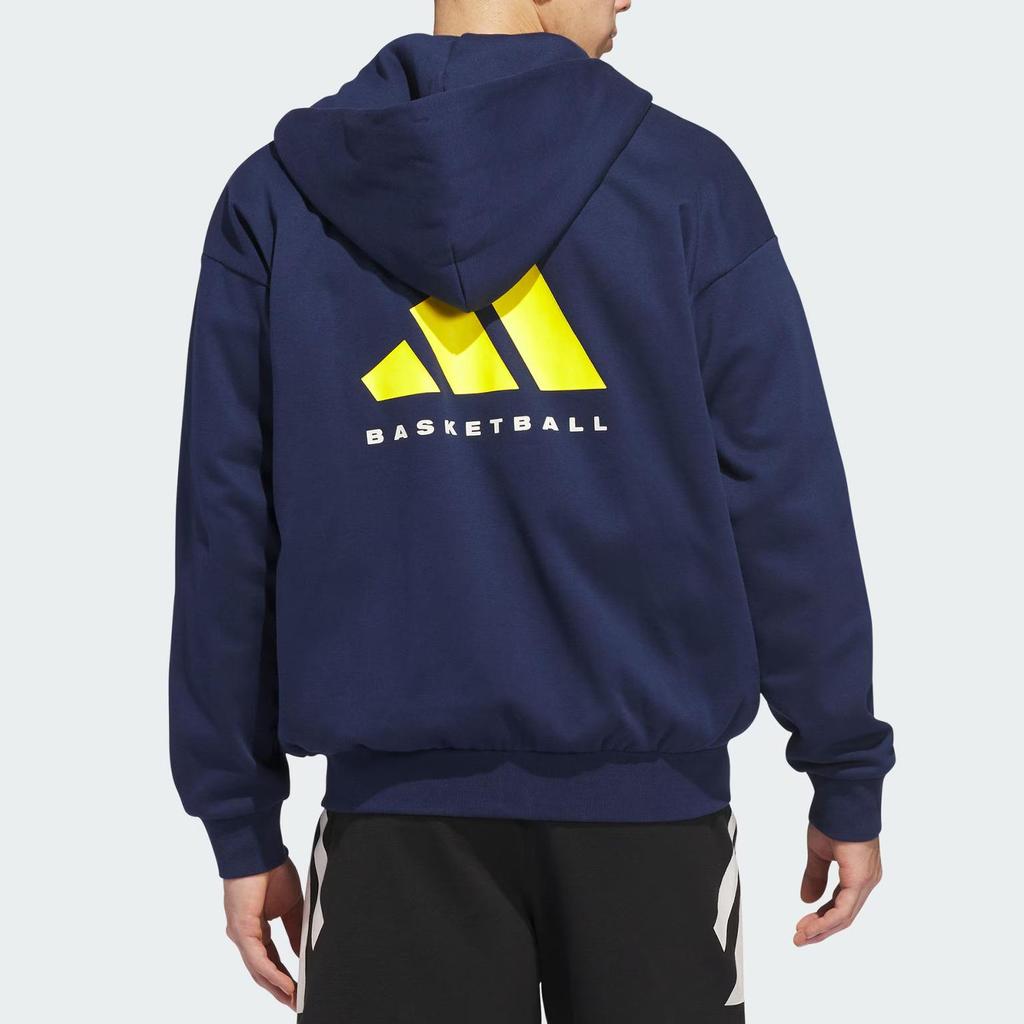Adidas Basketball Unisex Loose Fit Hooded Zip Jacket Blue JZ9527